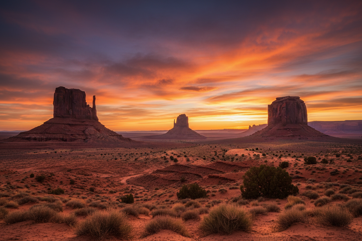 Banner del desierto americano al atardecer